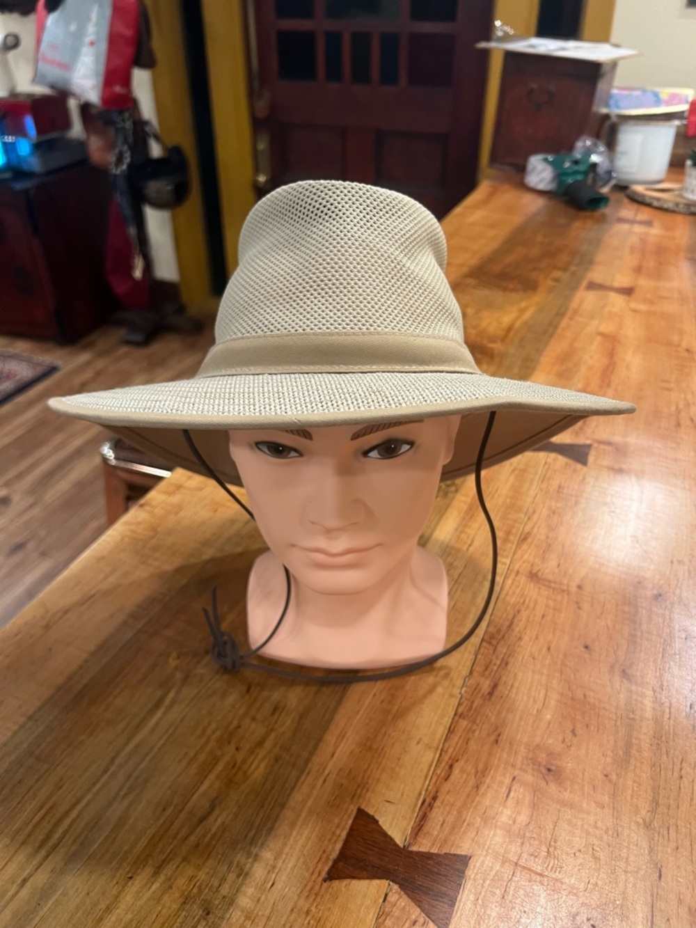 Breathable Men's Wide Brim Straw Hat - Beige